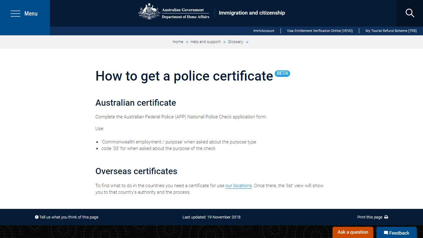 How to get a police certificate - Home Affairs